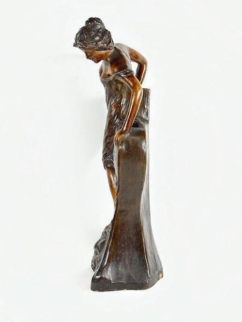 Bloempot - Art Nouveau Vrouw Sculptuur H 42 cm in, Antiek en Kunst, Kunst | Designobjecten
