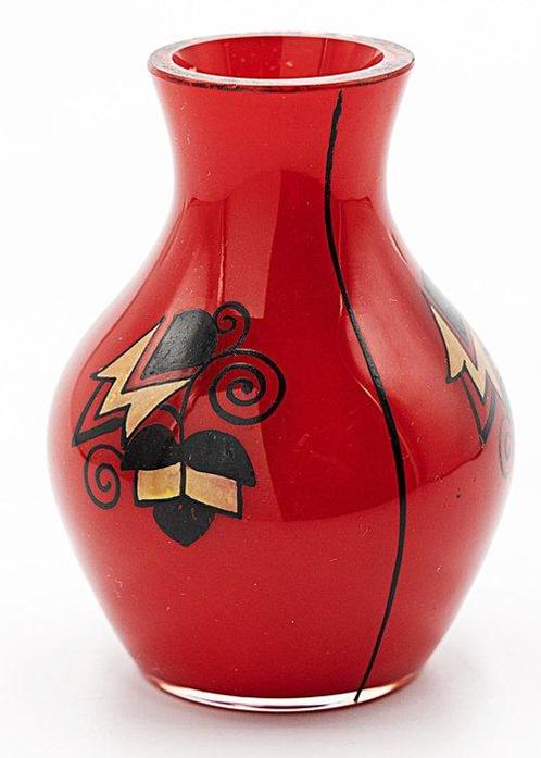 Kralik Art Deco Hand-painted Glass Vase 1920 - Vase - Verre, Antiek en Kunst, Antiek | Glaswerk en Kristal