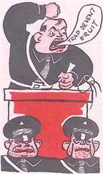 Boze Mussert op spotprent (lijst optie, Lithos), Verzenden