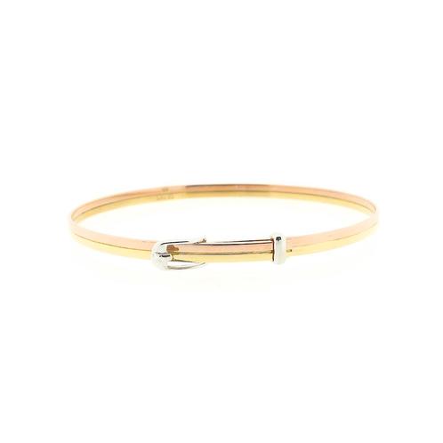 Tricolor gouden slavenarmband; Ceta | Ø 65 mm, Handtassen en Accessoires, Armbanden, Overige kleuren, Gebruikt, Goud, Ophalen of Verzenden