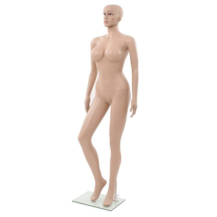 vidaXL Etalagepop sexy vrouw met glazen voet 180 cm beige, Zakelijke goederen, Overige Zakelijke goederen, Verzenden