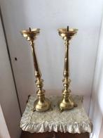 Kaarsenhouder (2) - Hout, Messing - Paar imposante