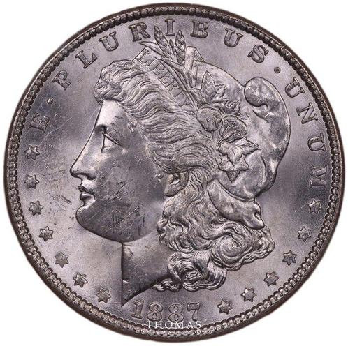 États-Unis. 1 Dollar Morgan 1887 - NGC MS 63 - Great Montana, Postzegels en Munten, Munten | Europa | Niet-Euromunten