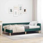 vidaXL Hoekbedframe met Matras met matras 2 pcs Groen Stof, Huis en Inrichting, Verzenden, Nieuw