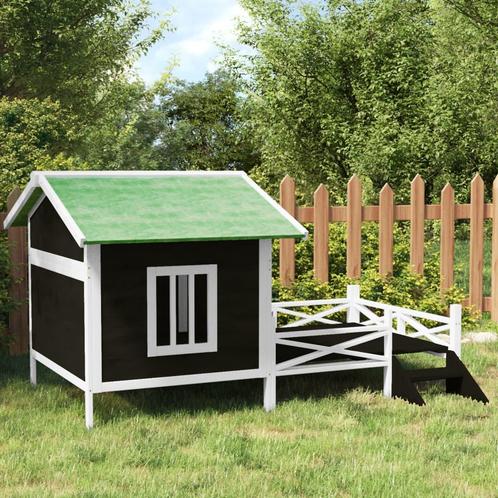vidaXL Hondenhok 159x120x88,5 cm massief grenenhout grijs, Dieren en Toebehoren, Hondenbenches, Nieuw, Verzenden