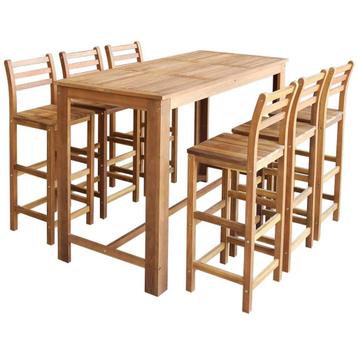 vidaXL 7-delige Bartafel en -stoelenset massief acaciahout, Verzenden