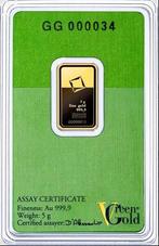 5 gram - Goud .999 - Valcambi - Verzegeld en met certificaat, Timbres & Monnaies, Métaux nobles & Lingots