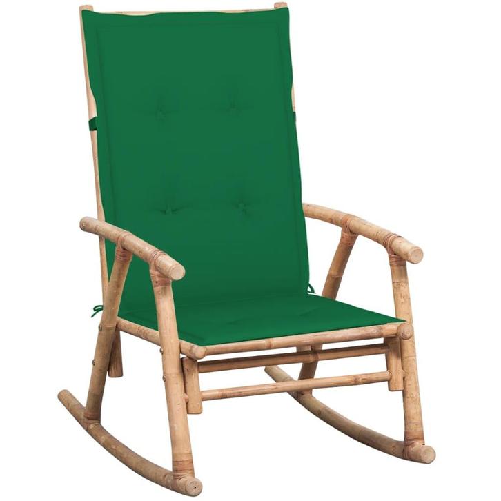 vidaXL Schommelstoel met kussen bamboe, Tuin en Terras, Tuinstoelen, Nieuw, Verzenden