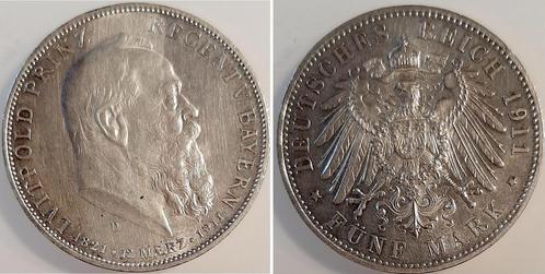 Duitsland 5 Mark Luitpold Bayer Geburtstag 1911 Vs berieb..., Timbres & Monnaies, Monnaies | Europe | Monnaies non-euro, Envoi