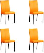 Set van 4 Oranje leren moderne eetkamerstoelen - Toledo Leer, Ophalen of Verzenden