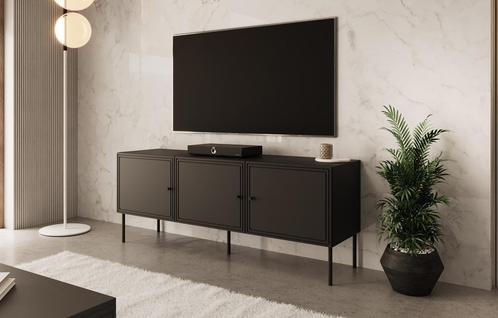 Meubella | TV-Meubel zwart 150cm | modern | 3 deuren, Huis en Inrichting, Kasten |Televisiemeubels, 25 tot 50 cm, Nieuw, 150 tot 200 cm