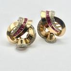Boucles doreilles - 18 carats Or jaune - Diamants et Rubis, Handtassen en Accessoires, Oorbellen, Nieuw