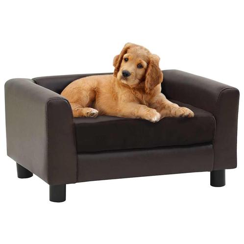 vidaXL Hondenbank 60x43x30 cm pluche en kunstleer bruin, Dieren en Toebehoren, Honden-accessoires, Nieuw, Verzenden