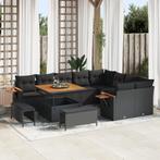 vidaXL 12-delige tuinset met kussens zwart poly rattan, Verzenden, Nieuw