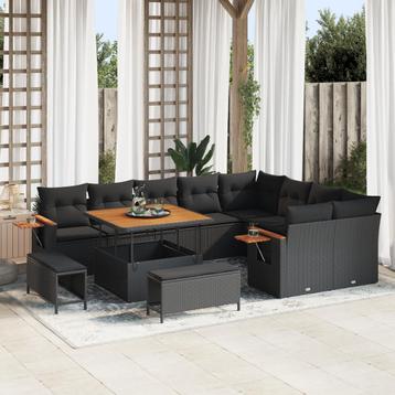 vidaXL 12-delige tuinset met kussens zwart poly rattan, Verzenden