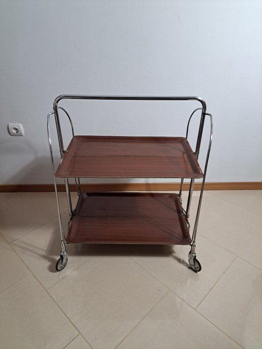 Serveerwagen - geperst hout, Chroom - Serveerwagen - Gemaakt, Antiquités & Art, Art | Objets design