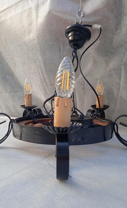 Aggio Group - Kroonluchter - Zwart smeedijzer, hardhout, Antiek en Kunst, Curiosa en Brocante