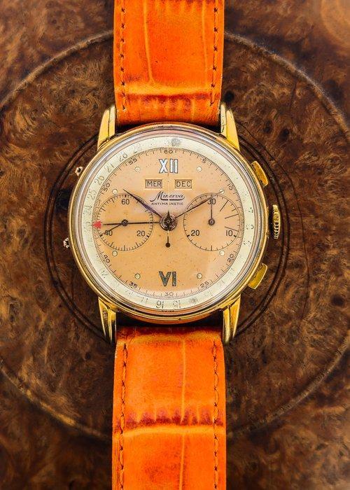 Minerva - Chrono - Antimagnetic - Heren - 1950, Handtassen en Accessoires, Horloges | Heren