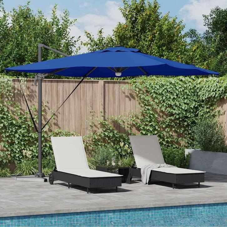 vidaXL Roma Parasol Blauw 286 x 284 x 270 cm Aluminium en, Tuin en Terras, Parasols, Nieuw, Verzenden