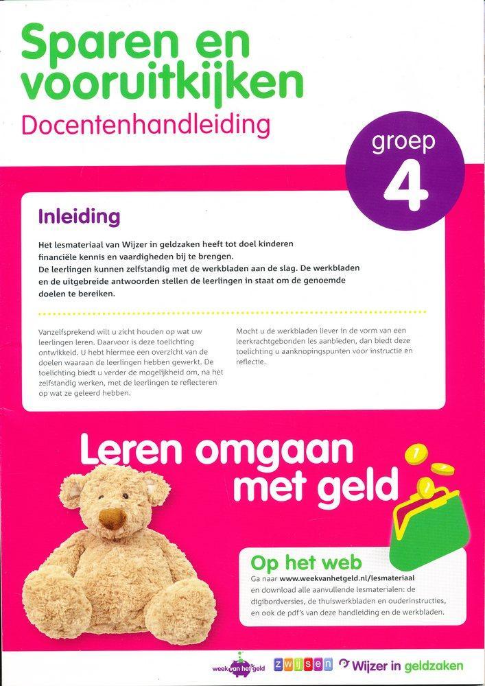 Sparen en Vooruitkijken Docentenhandleiding Groep 4, Boeken, Schoolboeken, Verzenden