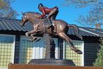 sculptuur, Mega xxl beeld ruiter te paard. - 57 cm - Brons