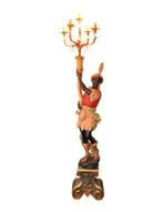 Lampadaire chandelier - Bois polychrome, Antiquités & Art