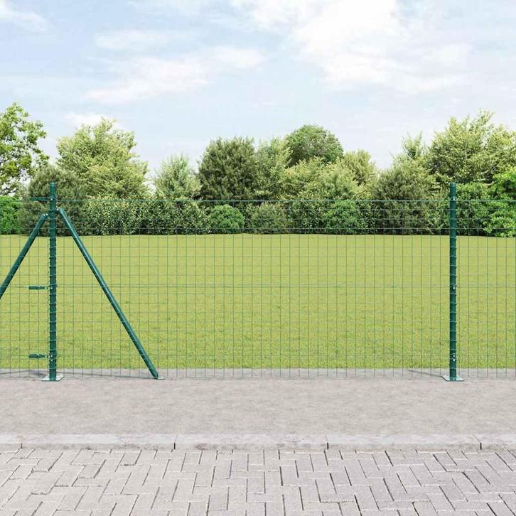 vidaXL Hekpaal. 7 pcs Groen Staal, Tuin en Terras, Palen, Balken en Planken, Nieuw, Verzenden