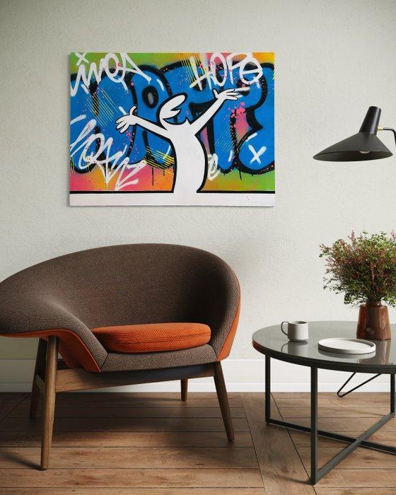 AIIROH - La Linea - Happy [100% handmade], Antiek en Kunst, Kunst | Schilderijen | Modern