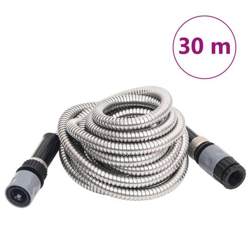 vidaXL Tuinslang met sproeikop 0,6 30 m roestvrij staal, Tuin en Terras, Tuinslangen, Nieuw, Verzenden