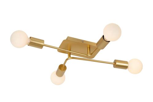 Lucide LESTER - Plafonnière - 4xE27 - Mat Goud /, Huis en Inrichting, Lampen | Losse lampen, Nieuw, Verzenden