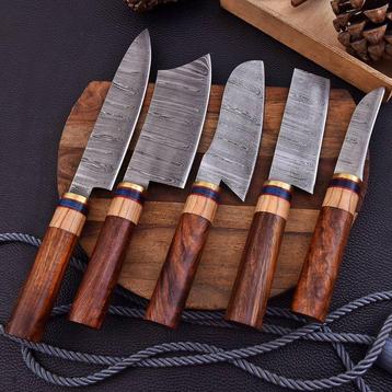 Couteau de cuisine - Chefs knife - Bois, Laiton, Acier plié