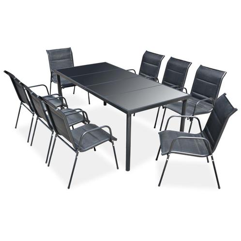 vidaXL 9-delige Tuinset staal zwart, Tuin en Terras, Tuinsets en Loungesets, Tuinset, Nieuw, Verzenden