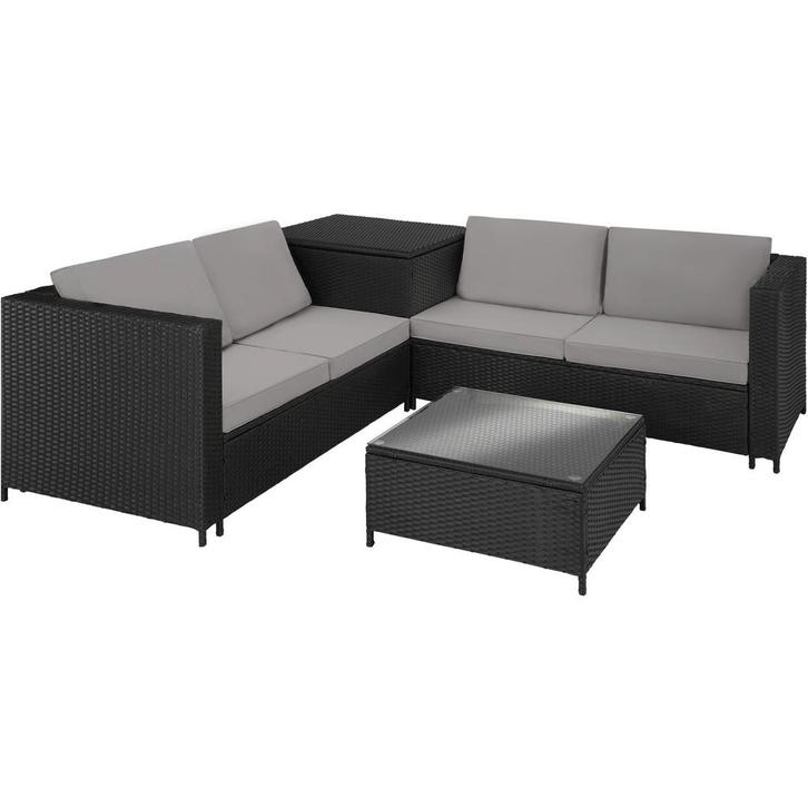 tectake Wicker lounge Siena - zwart / grijs, Tuin en Terras, Tuinsets en Loungesets, Verzenden