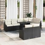 vidaXL Tuinbank Set met kussen 9 pcs Zwart en Crème 100 x 55, Verzenden, Nieuw