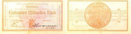 100 Milliarden Mark Welt Crailsheim 1923 Notgeld druckfri..., Postzegels en Munten, Munten | Europa | Niet-Euromunten, België