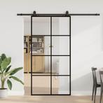 vidaXL Schuifdeur met beslagset 102,5x205 cm ESG glas zwart, Doe-het-zelf en Bouw, Deuren en Vliegenramen, Verzenden, Nieuw