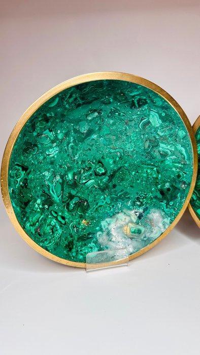 Kom - Malachiet, Messing - Twee borden, Antiek en Kunst, Curiosa en Brocante