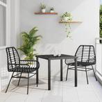 vidaXL Tuin Eettafel Set 3 pcs Zwart poly rattan, Tuin en Terras, Verzenden, Nieuw
