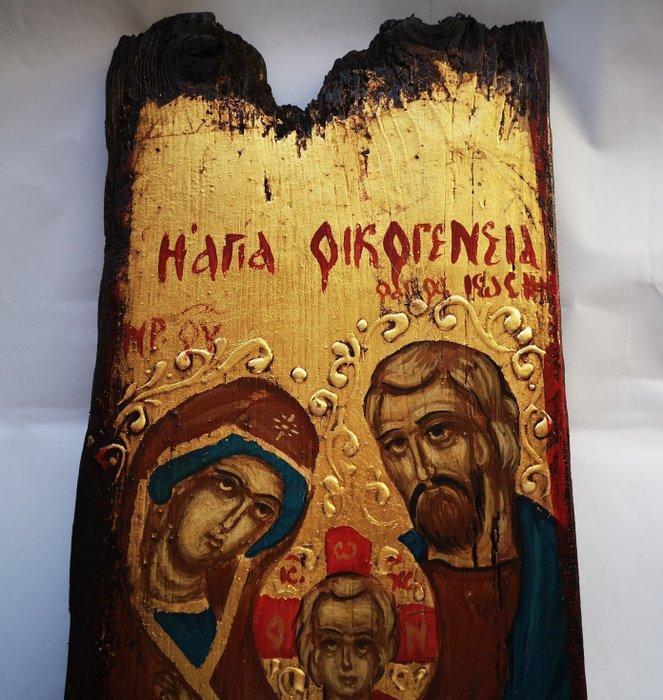 Icoon - Heilige Familie - Jozef, Maria en Jezus (44 x 22 x, Antiek en Kunst, Antiek | Boeken en Manuscripten