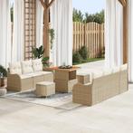 vidaXL 10-delige tuinset met kussens in beige poly rattan en, Tuin en Terras, Verzenden, Nieuw