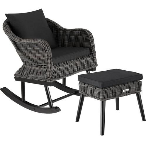 Wicker schommelstoel Rovigo met voetenbank Vibo - grijs, Maison & Meubles, Chaises, Envoi