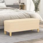 vidaXL Bankje 100x35x41 cm stof crèmekleurig, Huis en Inrichting, Verzenden, Nieuw