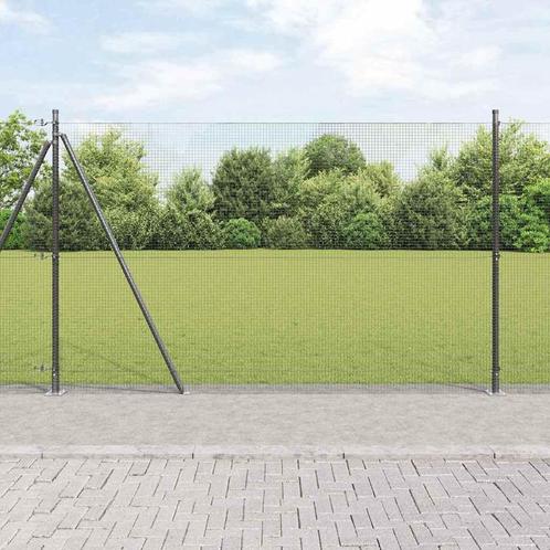 vidaXL gelast draad hek met 13 flensposts Grijs 1.5x50 m, Tuin en Terras, Tuinhekken en Hekwerk, Nieuw, Verzenden