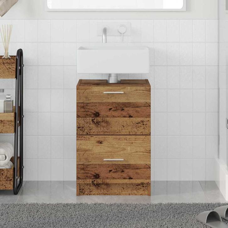vidaXL Wastafelkast met lade Oud Hout 40 x 37 x 59 cm, Huis en Inrichting, Tafels | Kaptafels, Nieuw, Verzenden