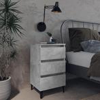 vidaXL Nachtkastje met metalen poten 40x35x69 cm betongrijs, Huis en Inrichting, Slaapkamer | Nachtkastjes, Verzenden, Nieuw