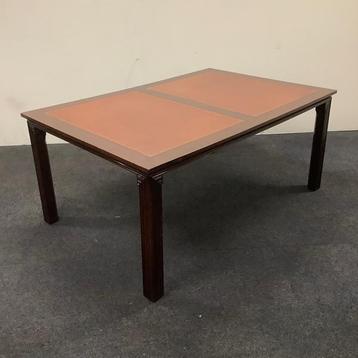 Tweedehands klassieke Engelse tafel met leer inleg, 180x120, Bureau