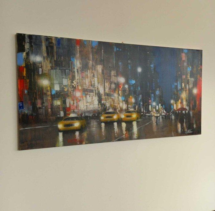 Paolo Fedeli - City night, Antiek en Kunst, Kunst | Schilderijen | Modern