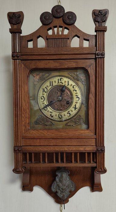 Wandklok -   Hout - 1920-1930, Antiek en Kunst, Antiek | Klokken