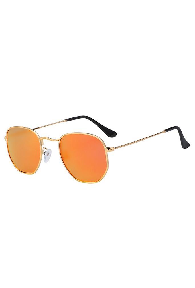 Zonnebril Hexagonal Goud Montuur Oranje Zeshoekige Spiegelgl, Handtassen en Accessoires, Zonnebrillen en Brillen | Dames, Oranje