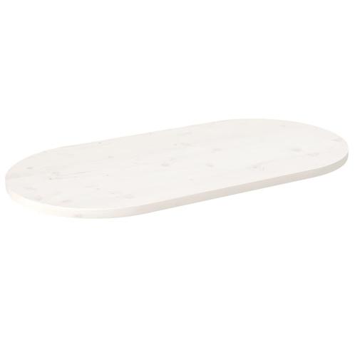 vidaXL Tafelblad ovaal 100x50x2,5 cm massief grenenhout wit, Huis en Inrichting, Tafelonderdelen, Nieuw, Verzenden